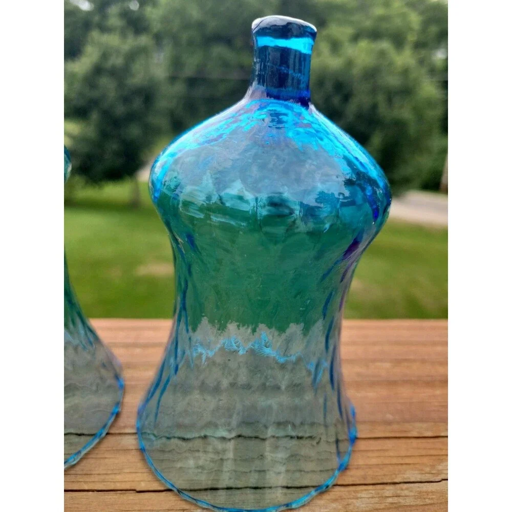 Vtg Homco Set of 2 Glass Votive Sconce Cup Candle Holder Peg Blue Cottagecore - Picture 3 of 7